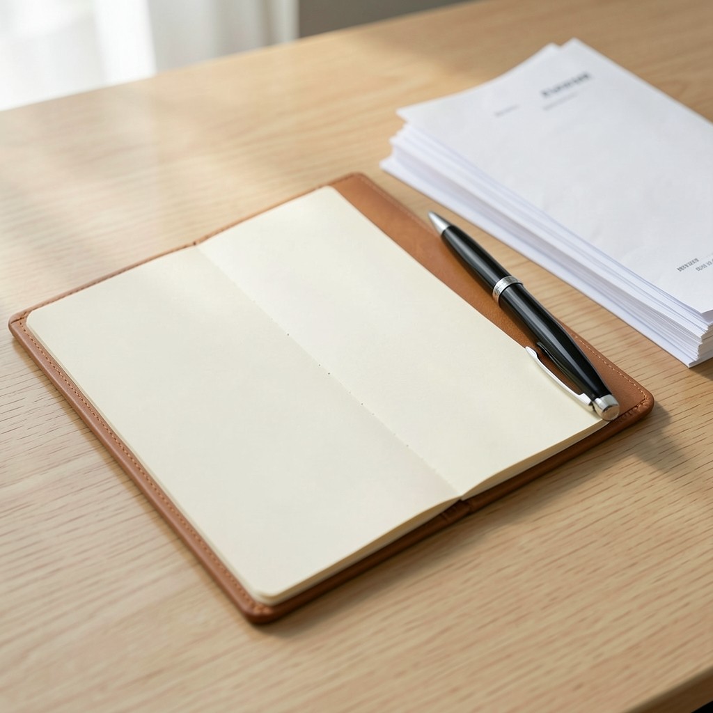 Agenda abierta junto a documentos de una consulta laboral